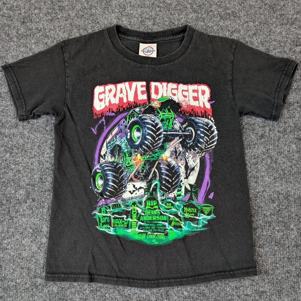 Delta Pro Weight Grave Digger Monster Jam Youth Small Black Graphic T-Shirt - Picture 3 of 14